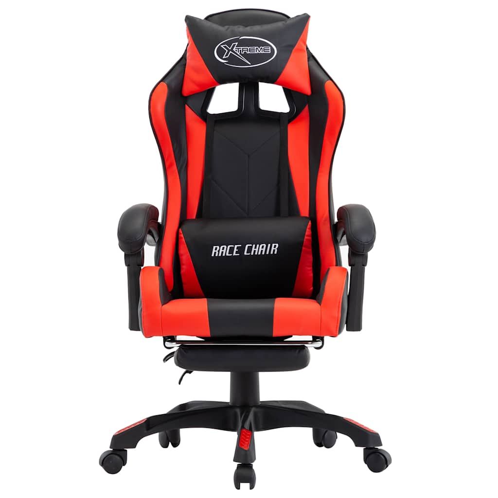 Sedia da Gaming con Poggiapiedi Rossa e Nera in Similpelle vidaXL