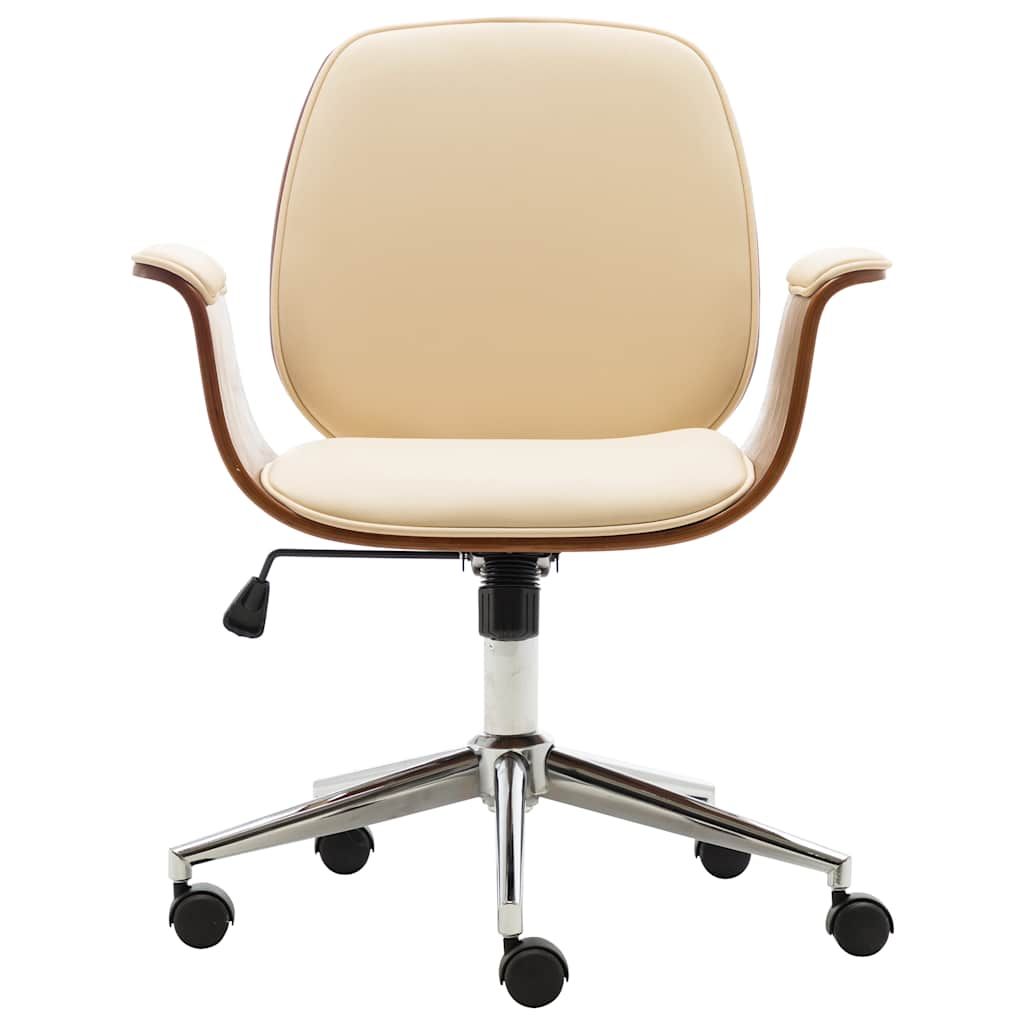 Sedia da Ufficio Crema in Legno Piegato e Similpelle vidaXL