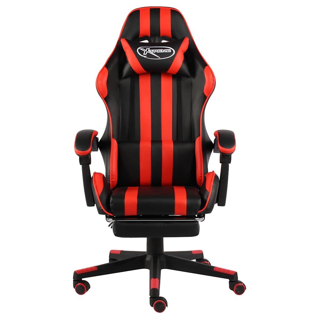 Sedia da Gaming con Poggiapiedi Nero e Rosso in Similpelle vidaXL