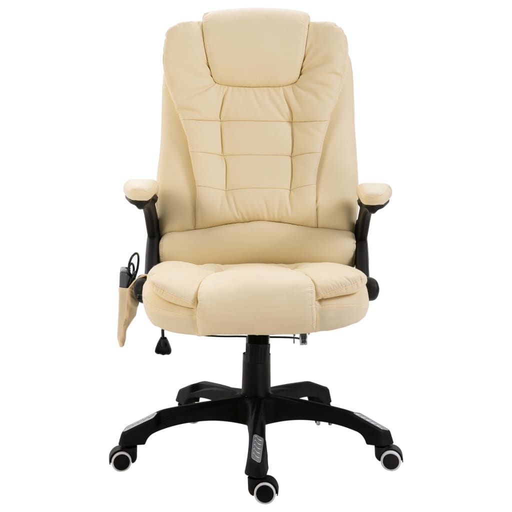 Sedia da Ufficio Massaggiante Crema in Similpelle vidaXL