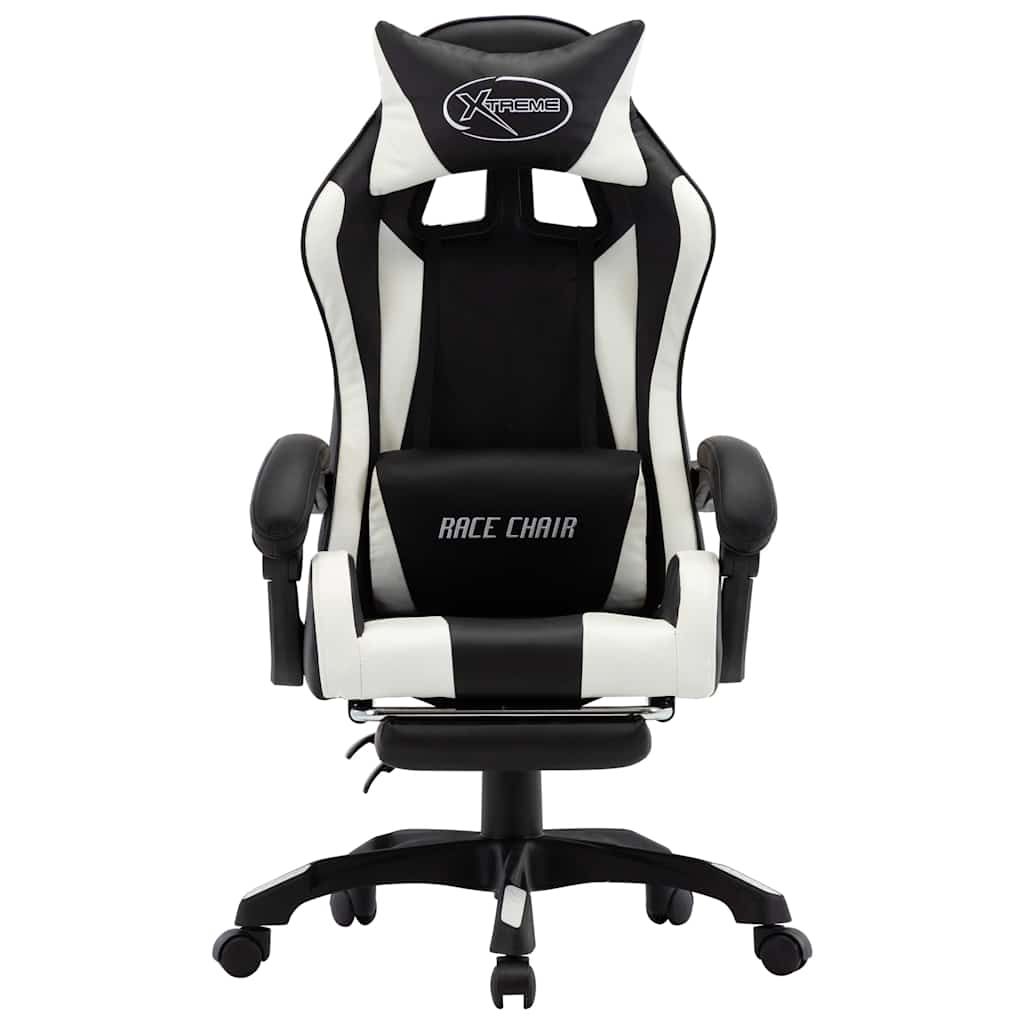 Sedia da Gaming con Poggiapiedi Bianca e Nera in Similpelle vidaXL