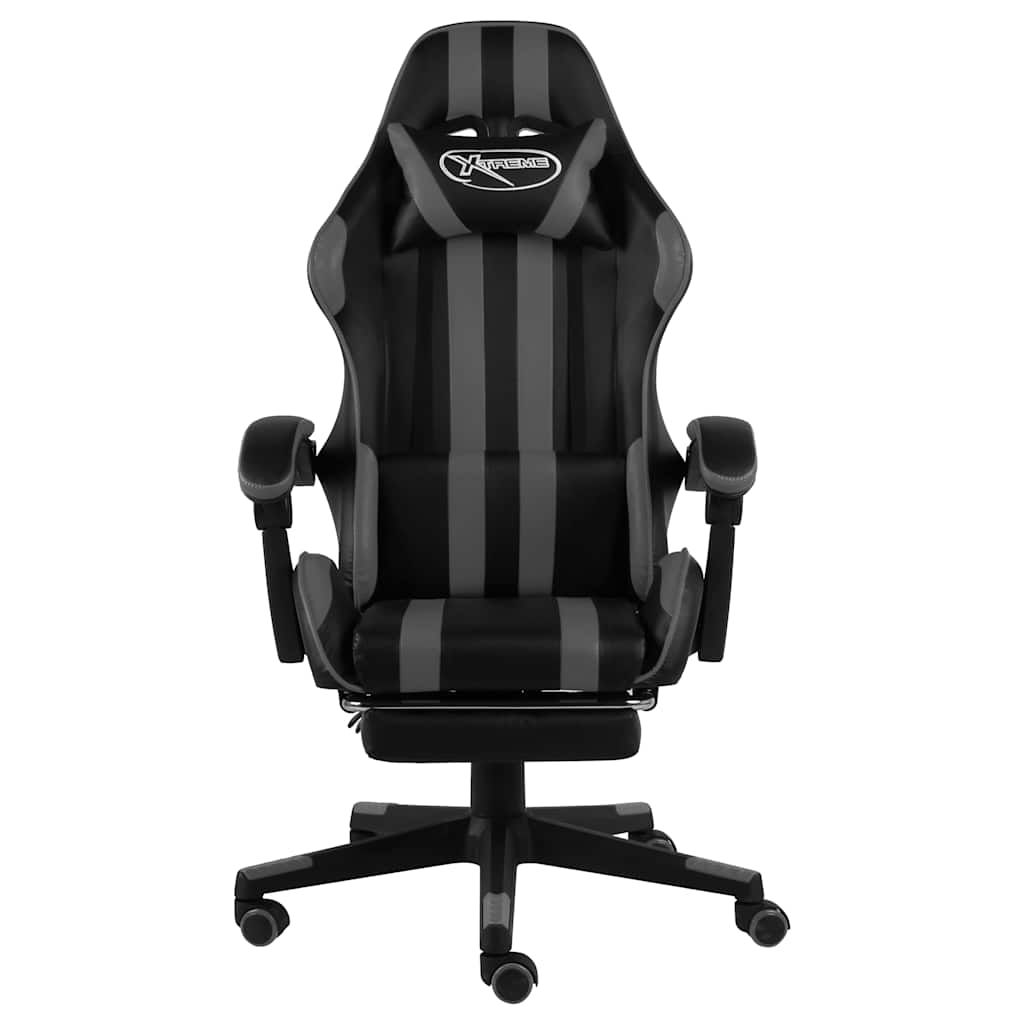 Sedia da Gaming con Poggiapiedi Nero e Grigio in Similpelle vidaXL