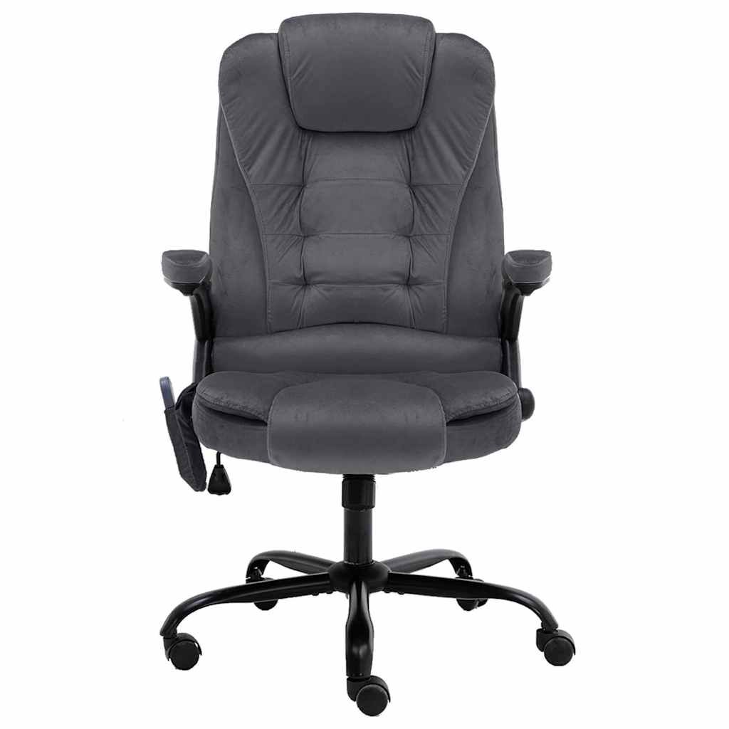Sedia da Ufficio Massaggiante Grigio Scuro in Velluto vidaXL
