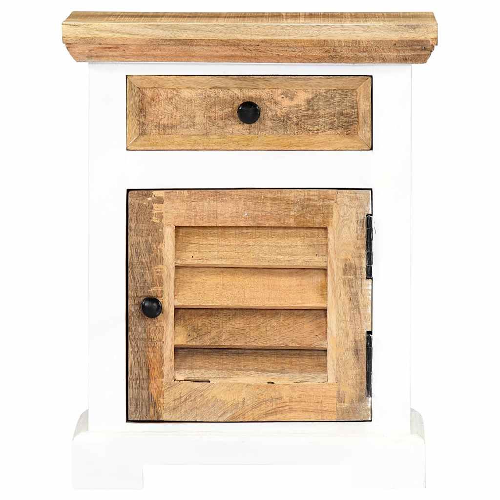 Comodino Bianco e Marrone 40x30x50 cm in Legno di Mango Grezzo vidaXL
