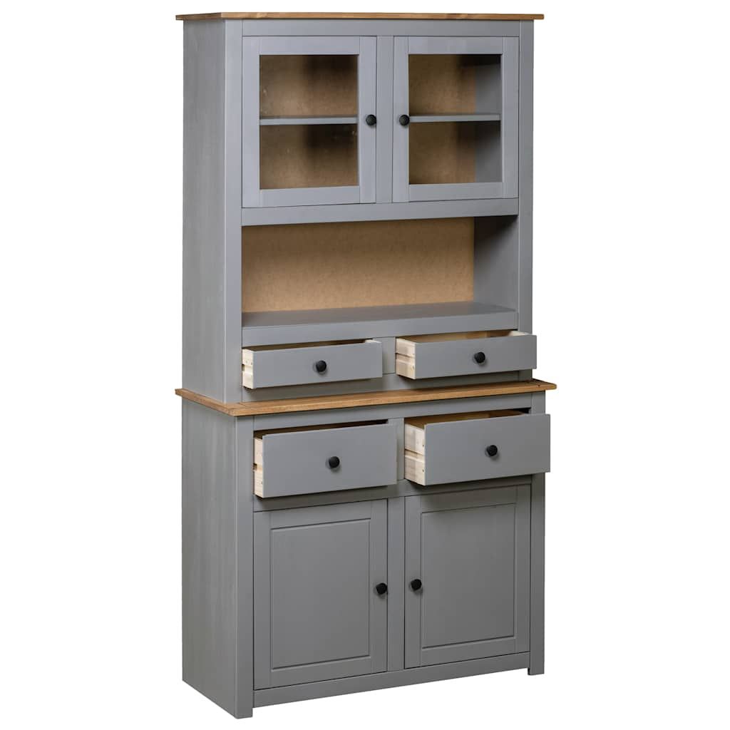 Credenza Grigia 93x40,5x180 cm in Legno Massello di Pino Panama vidaXL