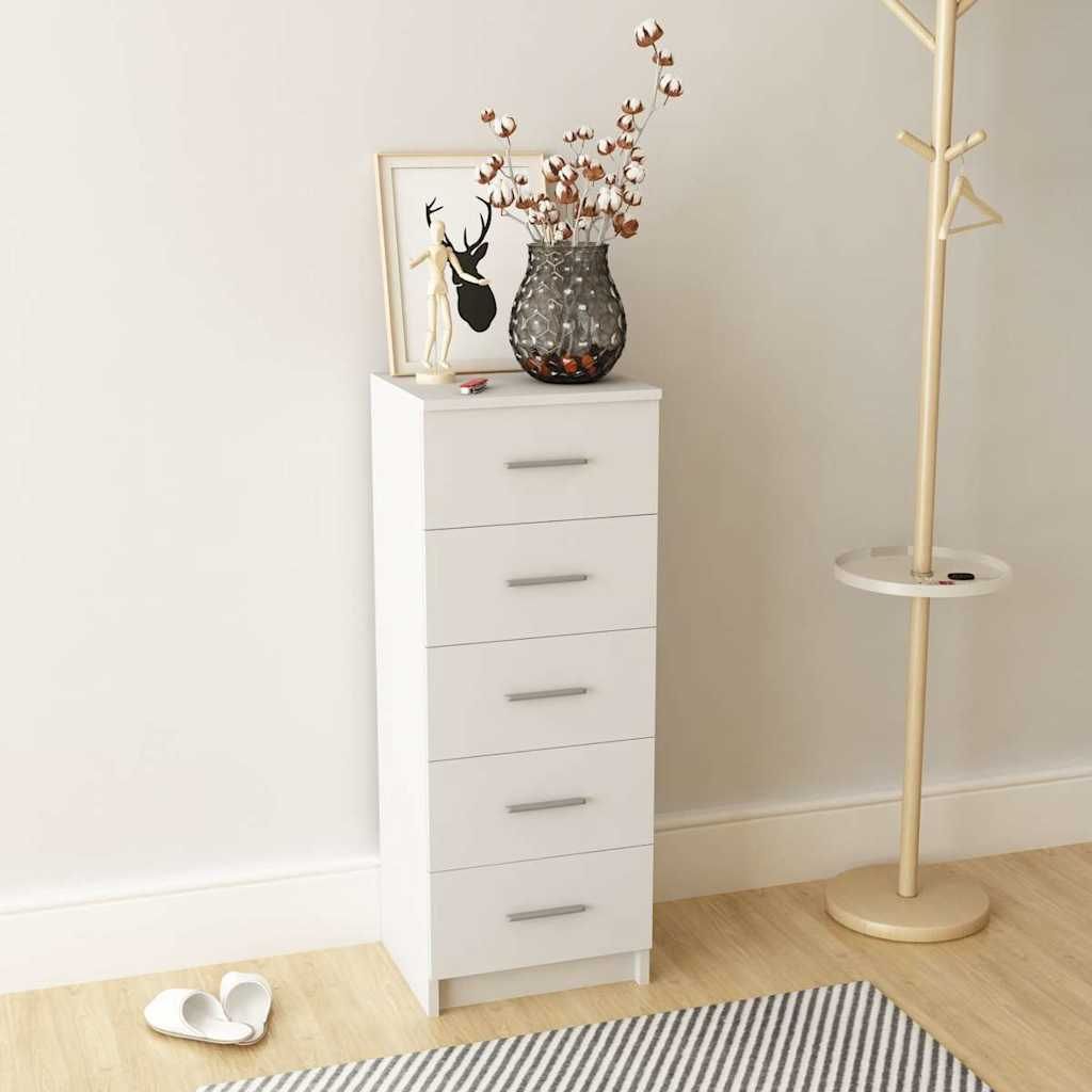 Cassettiera Alta in Legno Multistrato 41x35x106 cm Bianca vidaXL