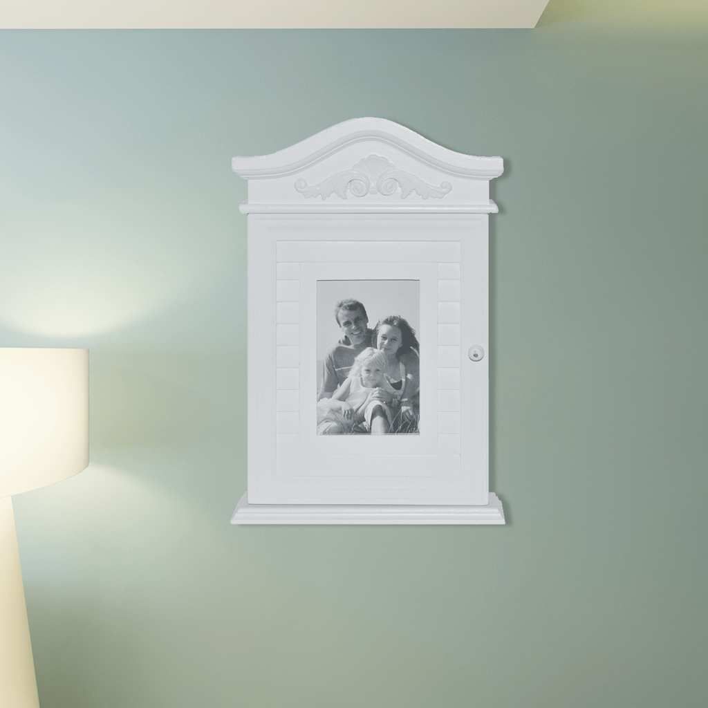 Armadietto per Chiavi con Cornice Foto Bianco vidaXL