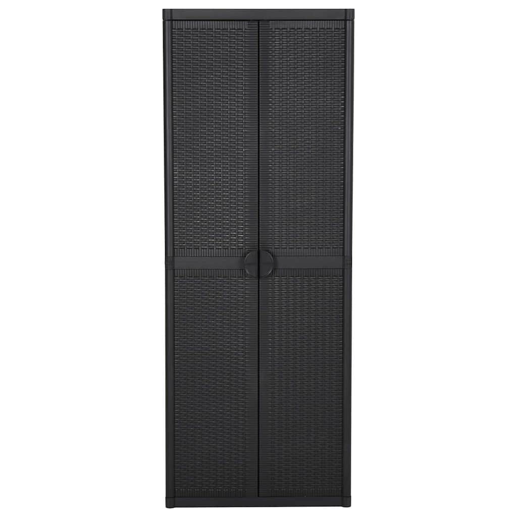 Armadio da Giardino Nero 65x45x172 cm in Rattan PP vidaXL