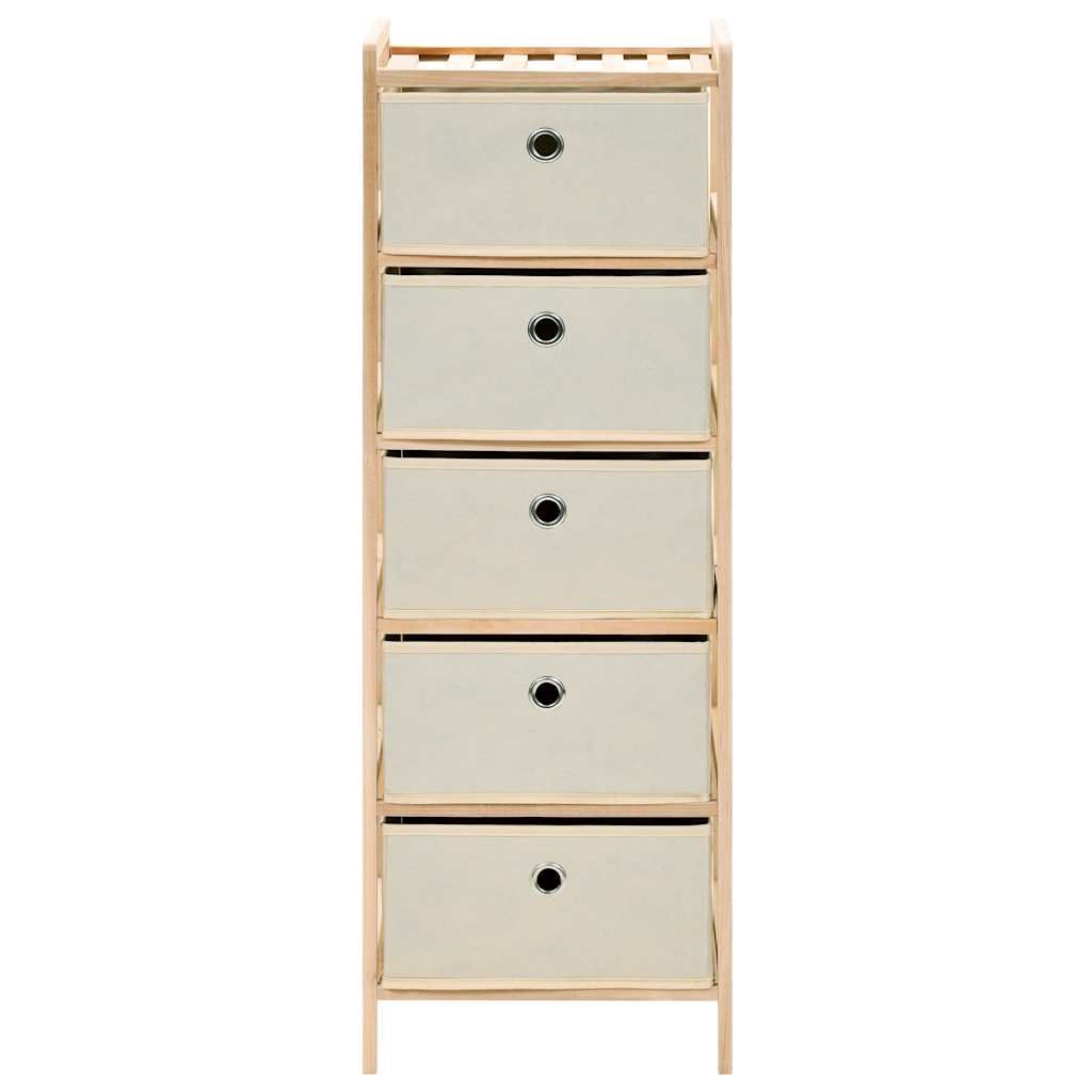 Scaffale con 5 Cesti in Tessuto in Legno di Cedro Beige vidaXL