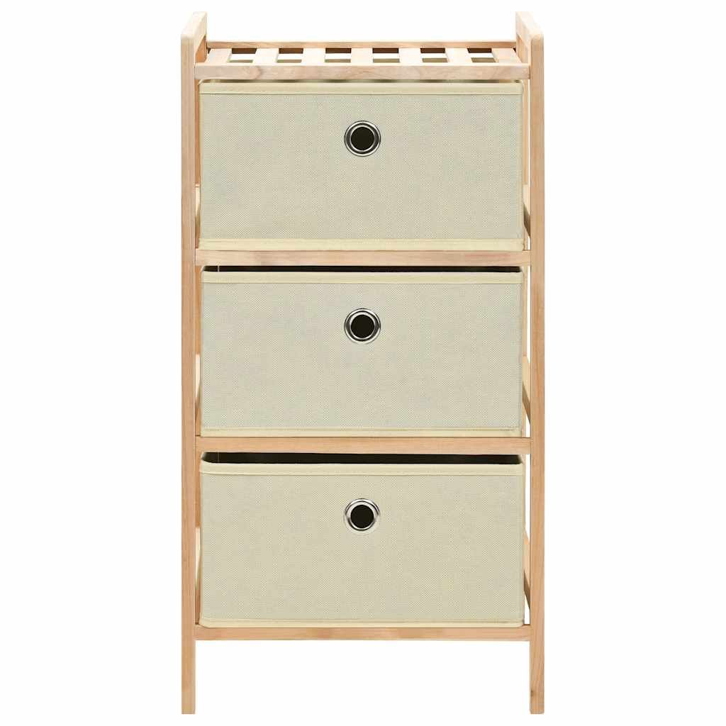 Scaffale con 3 Cesti in Tessuto in Legno di Cedro Beige vidaXL