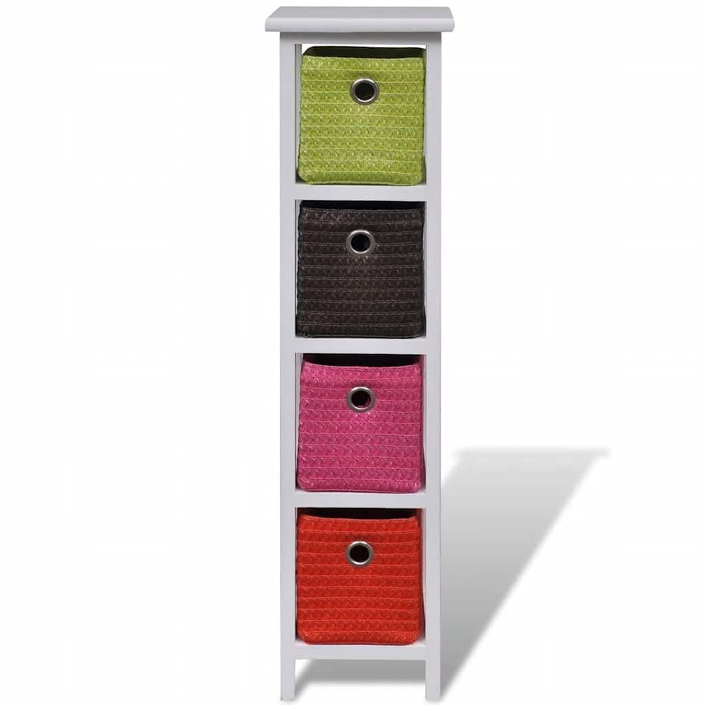 Mobiletto con Cestini Multicolori in Legno di Paulownia vidaXL