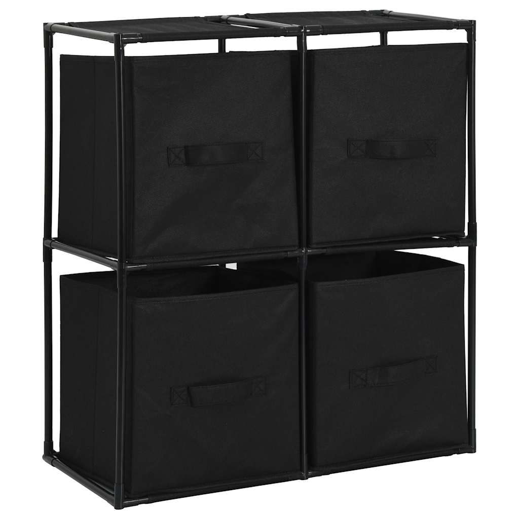 Armadietto con 4 Cesti in Tessuto Nero 63x30x71 cm Acciaio vidaXL