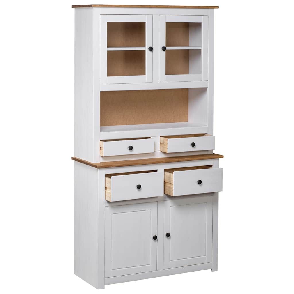 Credenza Bianca 93x40,5x180 cm in Legno Massello di Pino Panama vidaXL