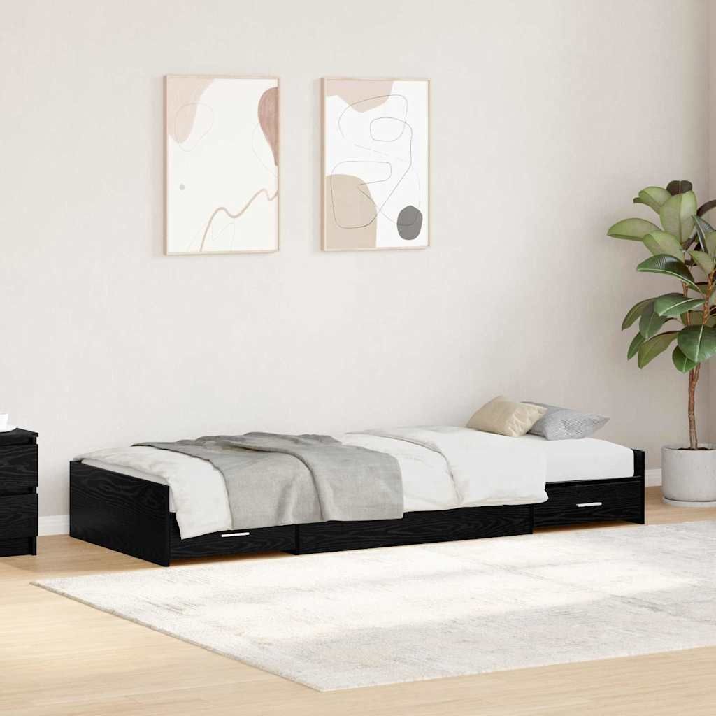 Struttura del letto Rovere Nero 90 x 190 cm Legno multistrato vidaXL