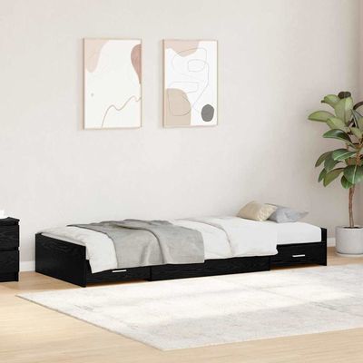 Struttura del letto Rovere Nero 90 x 190 cm Legno multistrato vidaXL Struttura del letto Rovere Nero 90 x 190 cm Legno multistrato vidaXL