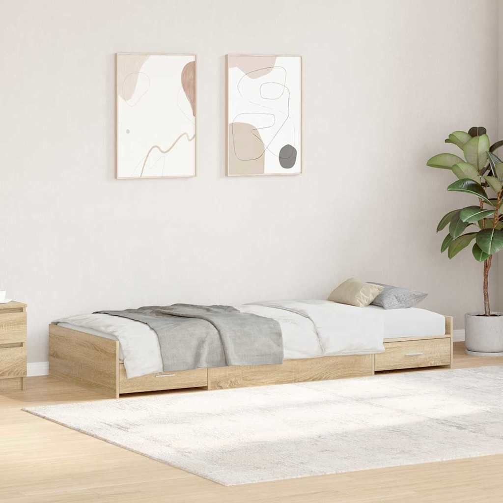 Struttura del letto Rovere Sonoma 75 x 190 cm Legno multistrato vidaXL
