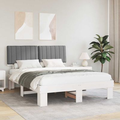 Letto con Testiera Rivestita Grigio chiaro 150 x 200 cm vidaXL Letto con Testiera Rivestita Grigio chiaro 150 x 200 cm vidaXL