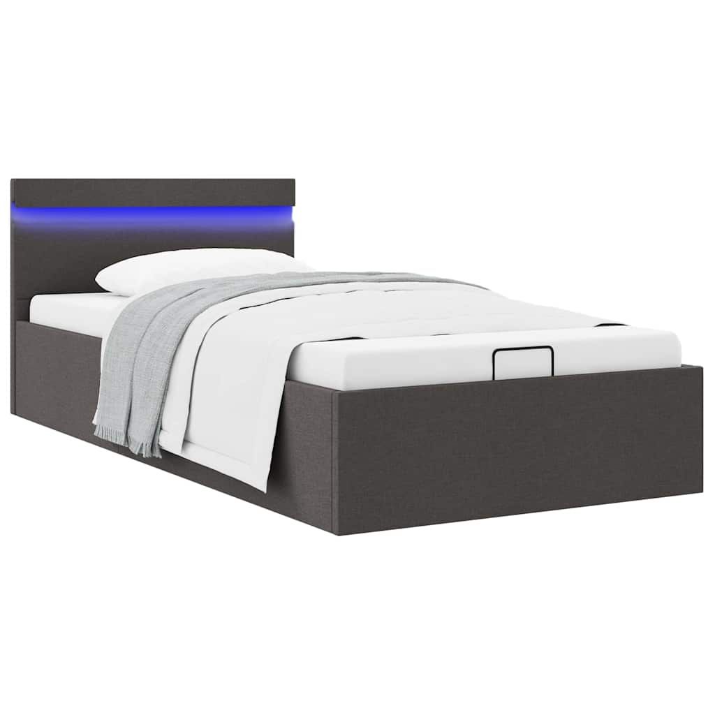 Giroletto con Contenitore e LED Grigio Scuro Tessuto 90x200 cm vidaXL