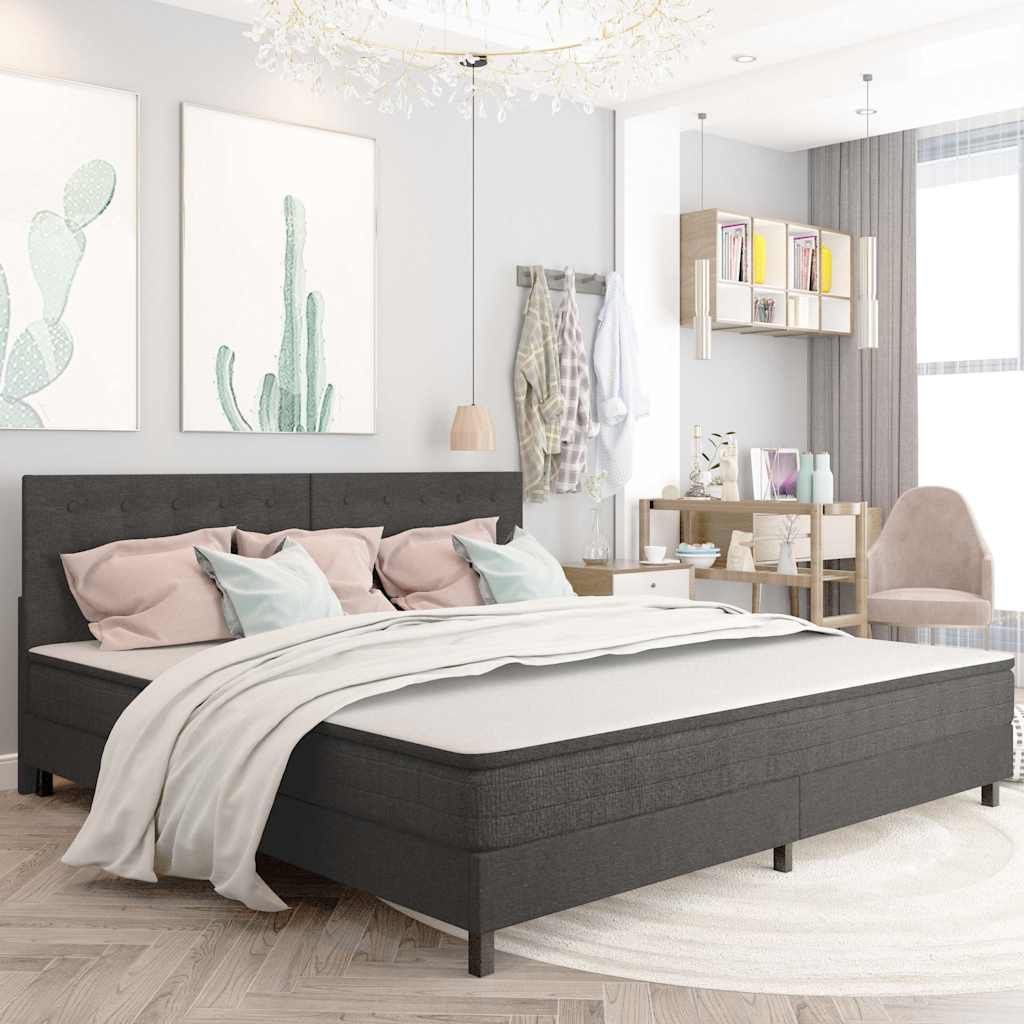 Letto a Molle Grigio Scuro in Tessuto 200x200 cm vidaXL