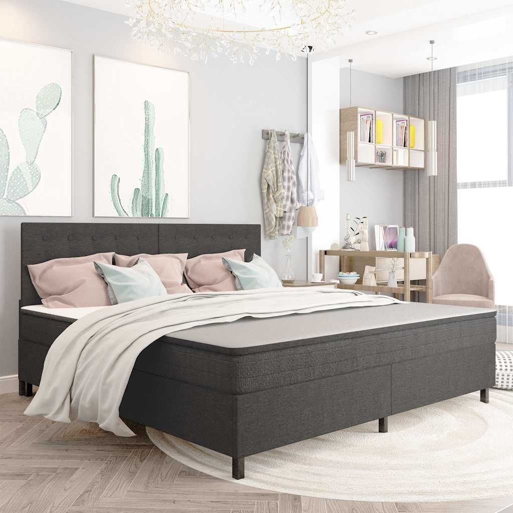 Letto a Molle Grigio Scuro in Tessuto 200x200 cm vidaXL
