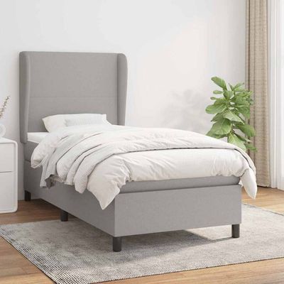Giroletto a Molle con Materasso Grigio Chiaro 90x190 cm Tessuto vidaXL