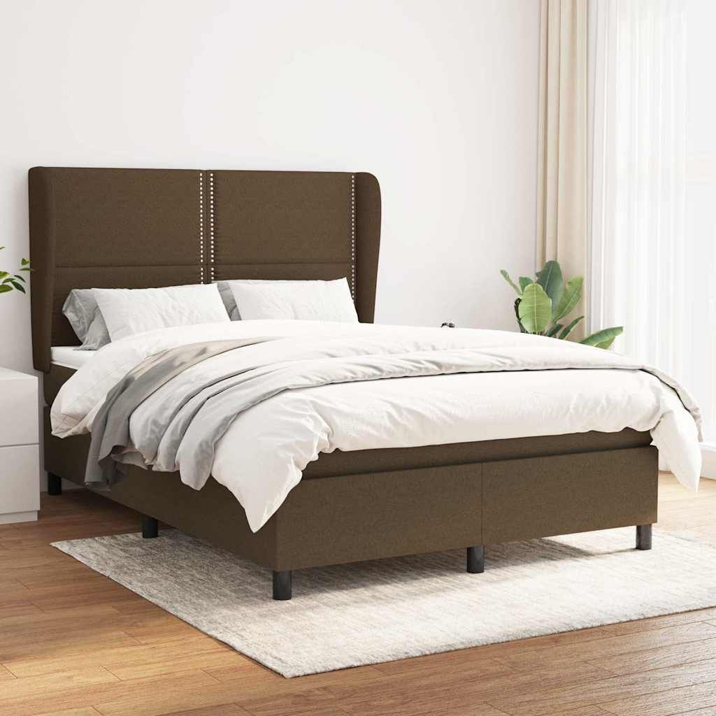 Giroletto a Molle con Materasso Marrone Scuro 140x190cm Tessuto vidaXL
