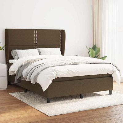 Giroletto a Molle con Materasso Marrone Scuro 140x190cm Tessuto vidaXL