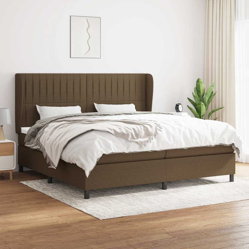 Giroletto a Molle con Materasso Marrone Scuro 200x200cm Tessuto vidaXL