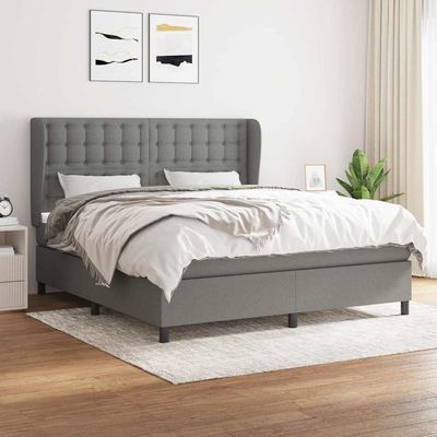 Giroletto a Molle con Materasso Grigio Scuro 160x200 cm Tessuto vidaXL