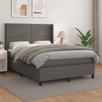 Giroletto a Molle con Materasso Grigio 140x190 cm in Similpelle vidaXL