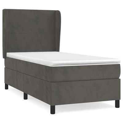 Giroletto a Molle con Materasso Grigio Scuro 80x200 cm Velluto vidaXL