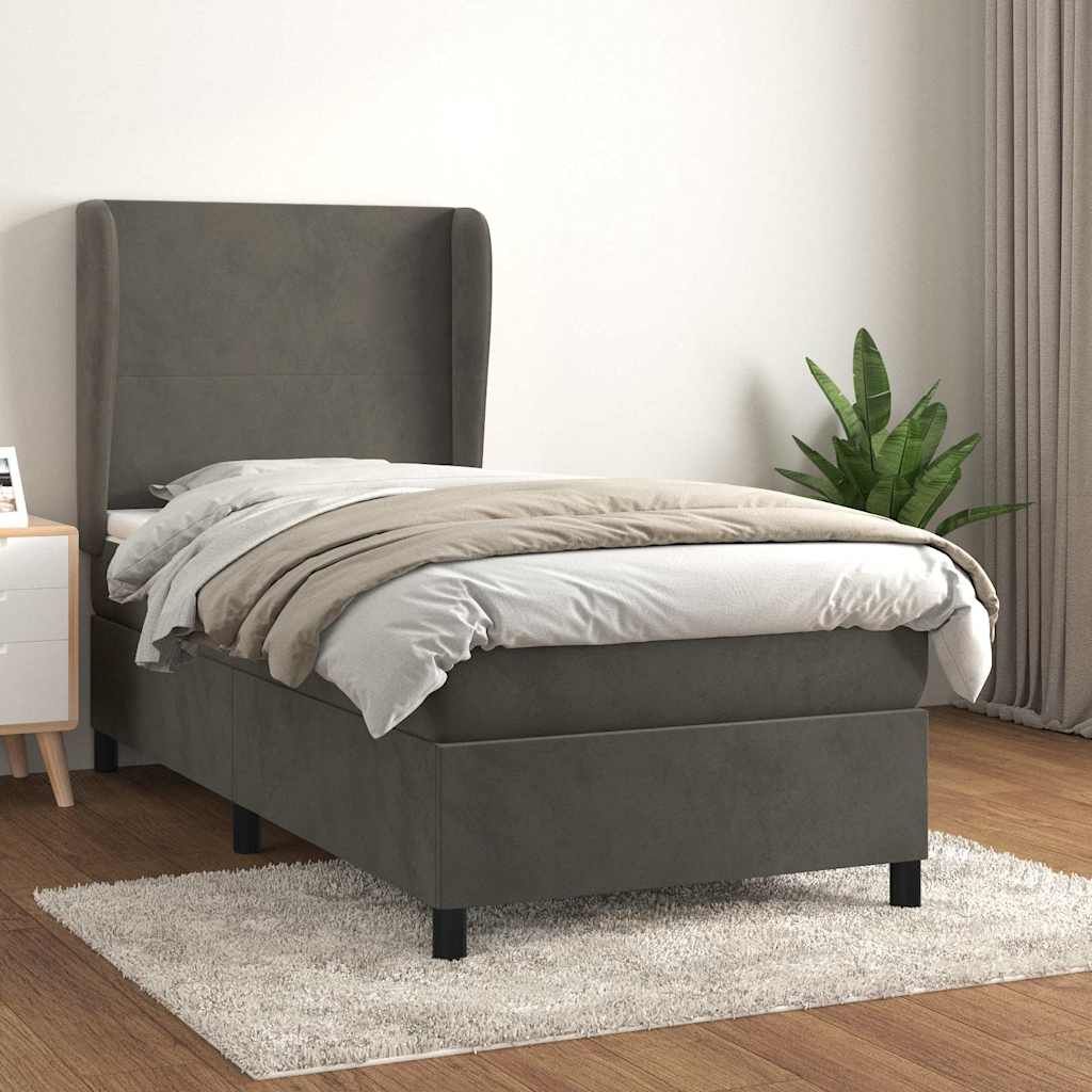 Giroletto a Molle con Materasso Grigio Scuro 80x200 cm Velluto vidaXL