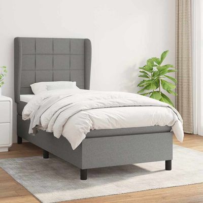 Giroletto a Molle con Materasso Grigio Scuro 90x190 cm Tessuto vidaXL