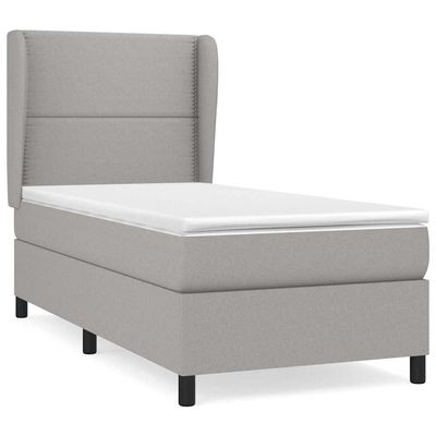 Giroletto a Molle con Materasso Grigio Chiaro100x200 cm Tessuto vidaXL