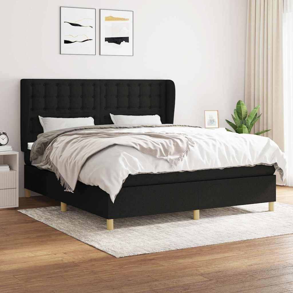 Giroletto a Molle con Materasso Nero 160x200 cm in Tessuto vidaXL