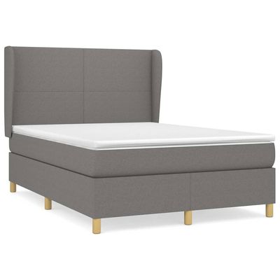 Giroletto a Molle con Materasso Grigio Scuro 140x190 cm Tessuto vidaXL