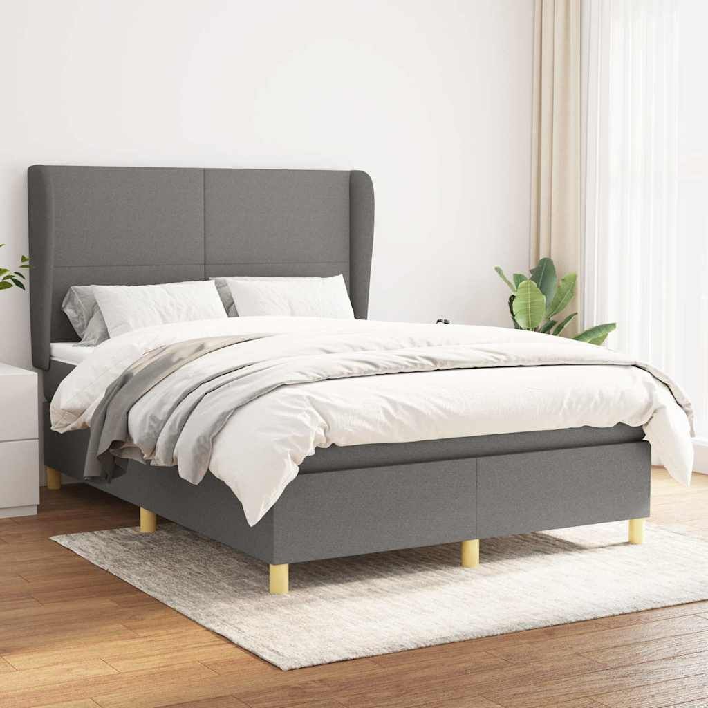 Giroletto a Molle con Materasso Grigio Scuro 140x190 cm Tessuto vidaXL