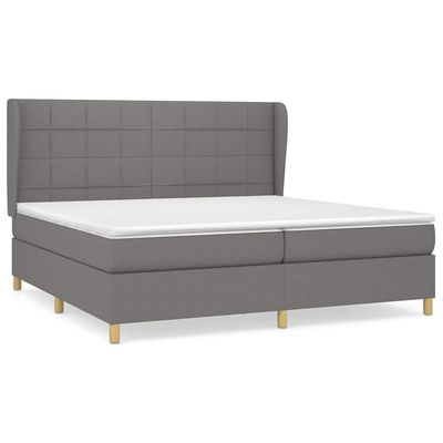 Giroletto a Molle con Materasso Grigio Scuro 200x200 cm Tessuto vidaXL