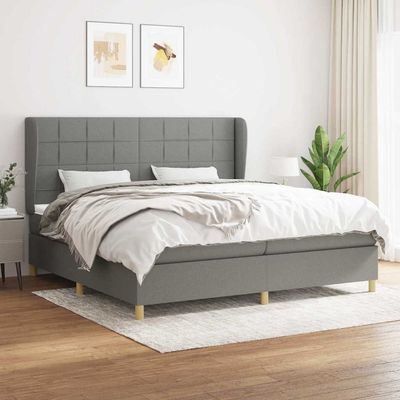 Giroletto a Molle con Materasso Grigio Scuro 200x200 cm Tessuto vidaXL