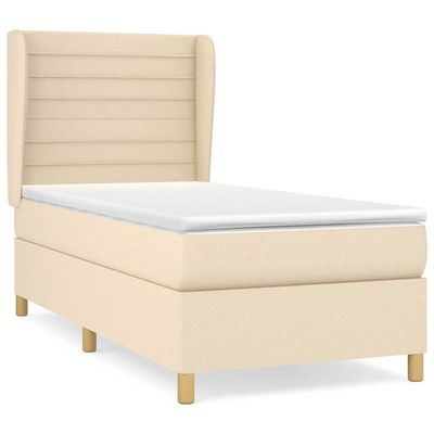 Giroletto a Molle con Materasso Crema 100x200 cm in Tessuto vidaXL
