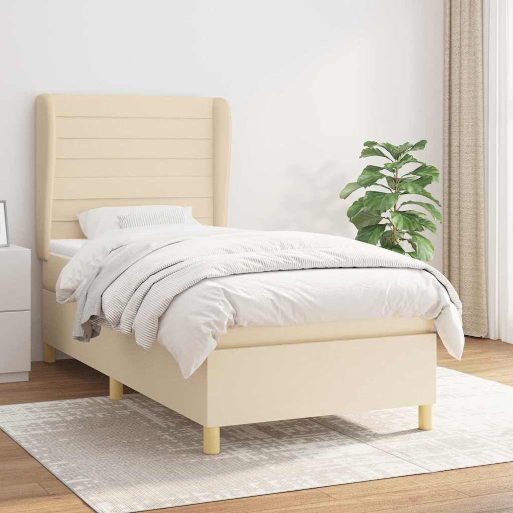 Giroletto a Molle con Materasso Crema 100x200 cm in Tessuto vidaXL