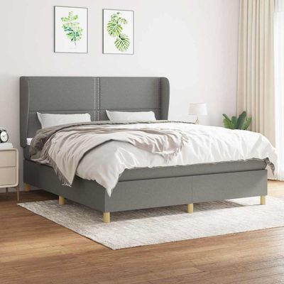 Giroletto a Molle con Materasso Grigio Scuro 180x200 cm Tessuto vidaXL