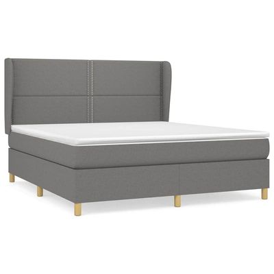 Giroletto a Molle con Materasso Grigio Scuro 180x200 cm Tessuto vidaXL