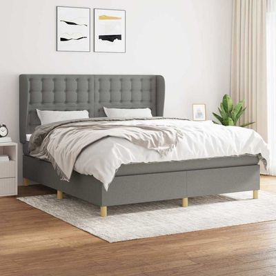 Giroletto a Molle con Materasso Grigio Scuro 180x200 cm Tessuto vidaXL