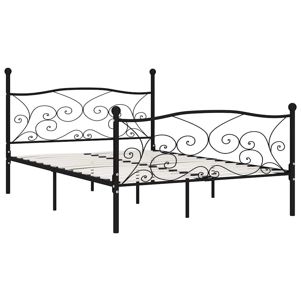 Giroletto con Doghe Nero in Metallo 160x200 cm vidaXL