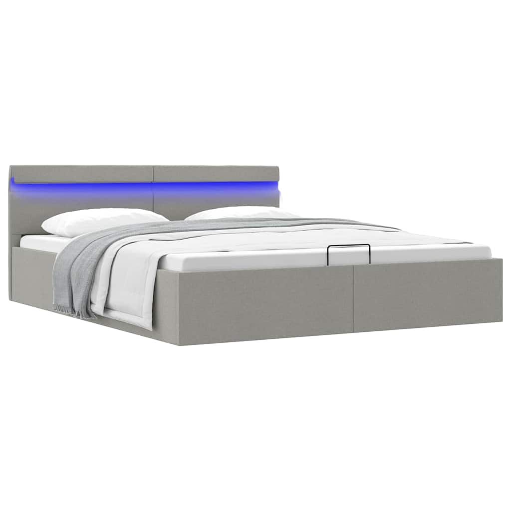 Giroletto con Contenitore e LED Grigio Chiaro Tessuto 180x200cm vidaXL
