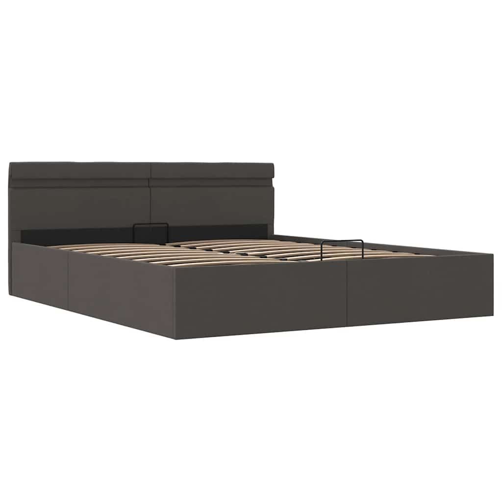 Giroletto con Contenitore e LED Grigio Scuro Tessuto 180x200 cm vidaXL