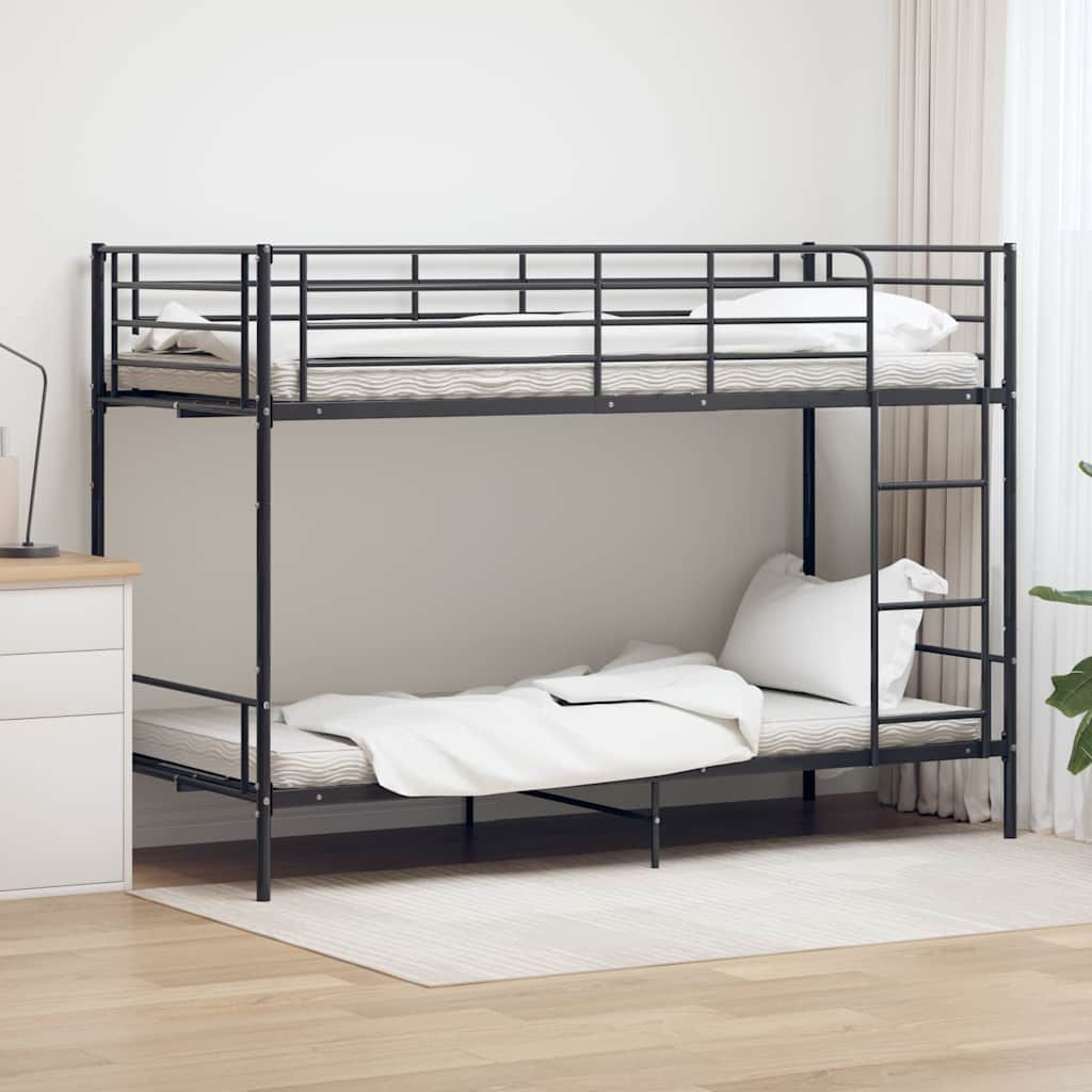 Letto a Castello Nero in Metallo 90x200 cm vidaXL