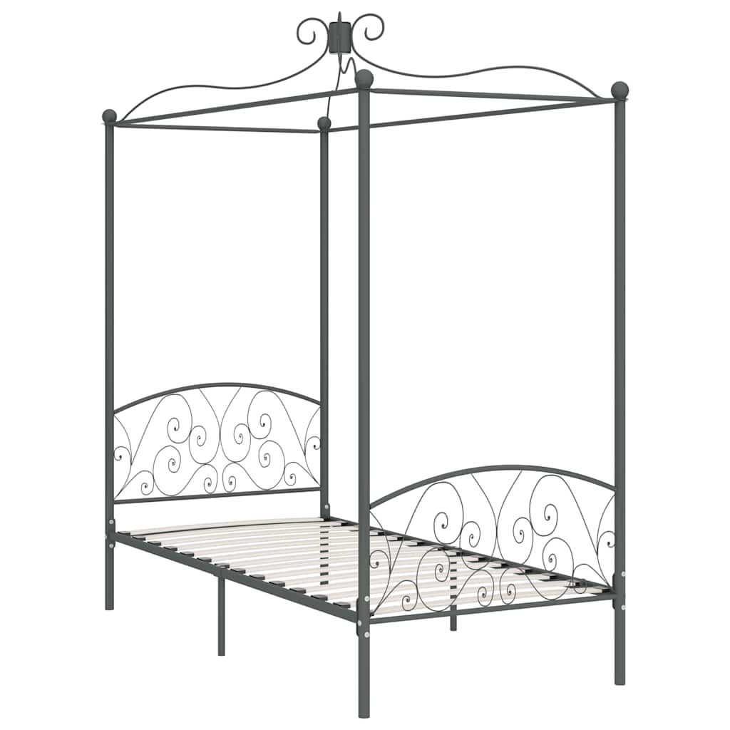 Letto a Baldacchino Grigio in Metallo 90x200 cm vidaXL