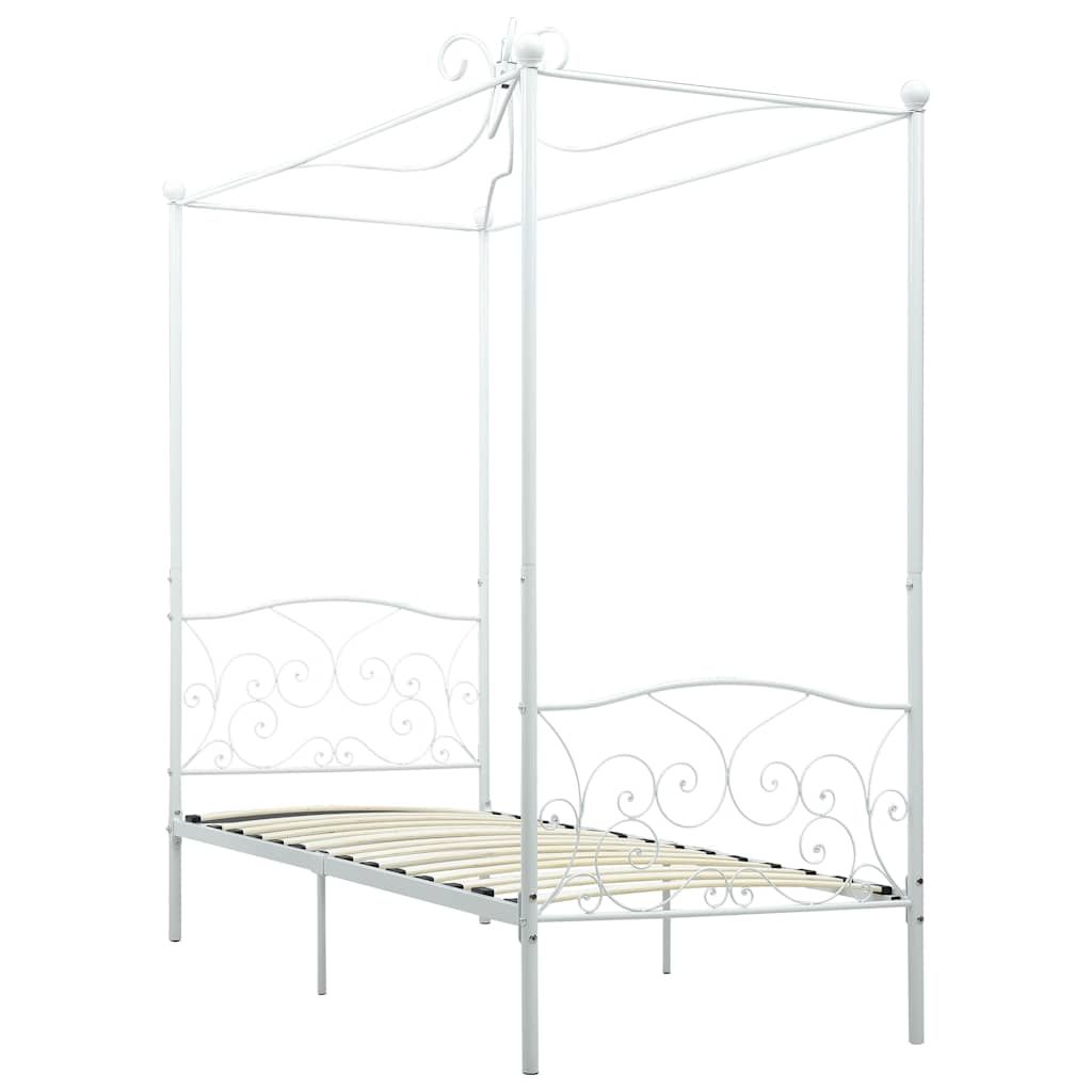 Letto a Baldacchino Bianco in Metallo 90x200 cm vidaXL